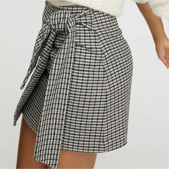 Wilfred Wrap-Front Skirt beige houndstooth check Size 0 - Picture 6 of 14